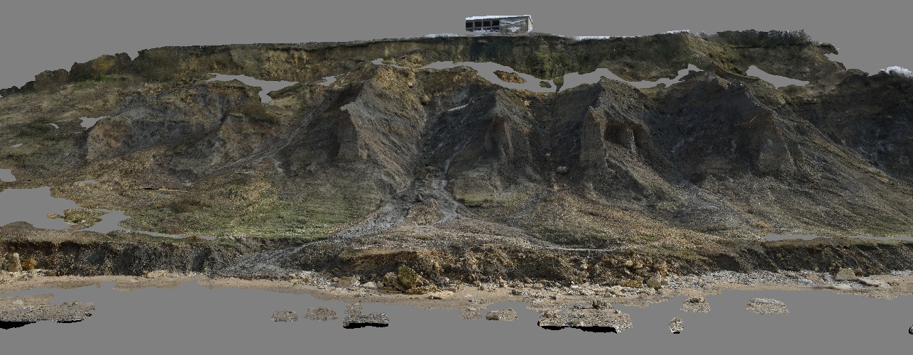 Figure 2 - Modèle 3D SfM du secteur suivi - mars 2017 © LETG-Caen, CEREMA Rouen